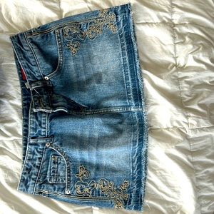 Express Jean skirt with gold threading on sides and butt size 2